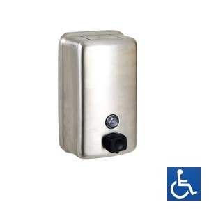 ML605BS Vertical Soap Dispenser - Stainless Steel with Button Pump Valve