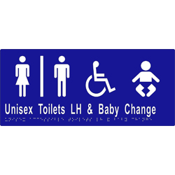ML16283 Unisex Accessible Toilets Divided LH Transfer & Baby Change Braille Sign