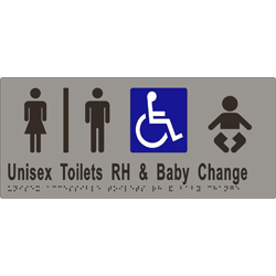 ML16284 Unisex Accessible Toilets Divided RH Transfer & Baby Change Braille Sign 