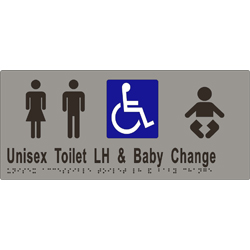 ML16285 Unisex Accessible Toilets LH Transfer & Baby Change Braille Sign