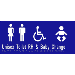 ML16286 Uniesx Accessible Toilets RH Transfer & Baby Change Braille Sign