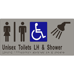 ML16295 Unisex Accessible Toilets Divided LH Transfer & Shower Braille Sign